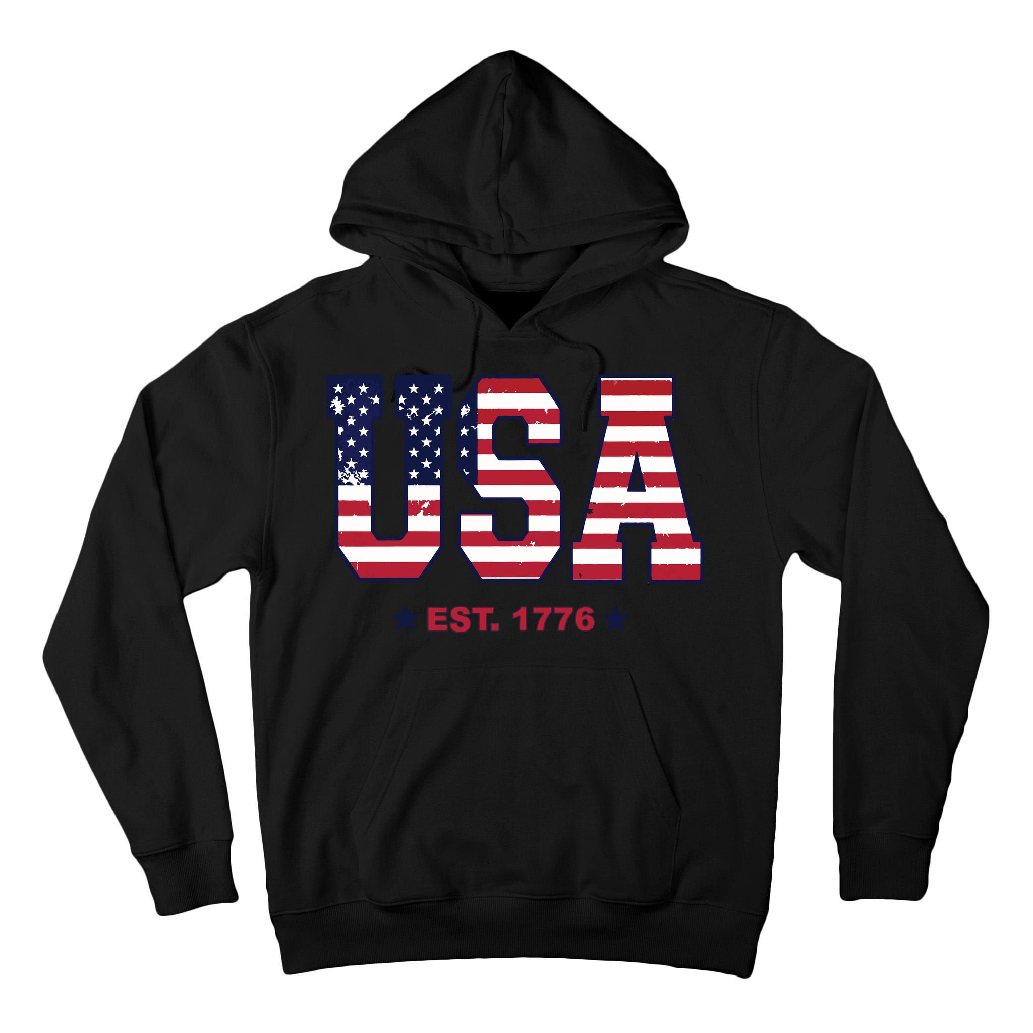 Retro Usa Flag Est. 1776 4th Of July Graphic American Flag Tall Hoodie