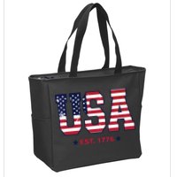 Retro Usa Flag Est. 1776 4th Of July Graphic American Flag Zip Tote Bag