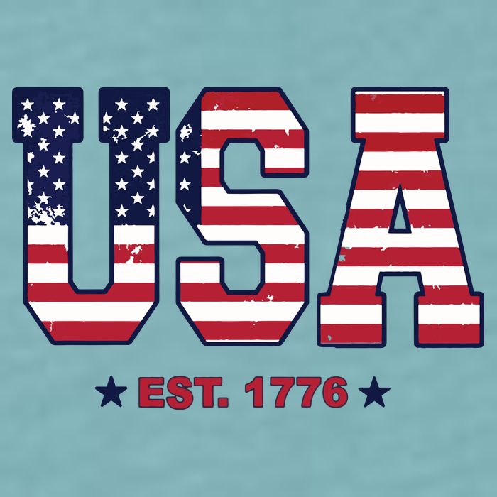 Retro Usa Flag Est. 1776 4th Of July Graphic American Flag Sueded Cloud Jersey T-Shirt