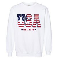 Retro Usa Flag Est. 1776 4th Of July Graphic American Flag Garment-Dyed Sweatshirt