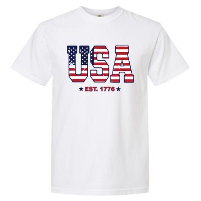 Retro Usa Flag Est. 1776 4th Of July Graphic American Flag Garment-Dyed Heavyweight T-Shirt