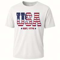 Retro Usa Flag Est. 1776 4th Of July Graphic American Flag Performance Shirt