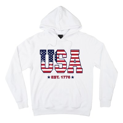 Retro Usa Flag Est. 1776 4th Of July Graphic American Flag Hoodie