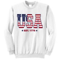 Retro Usa Flag Est. 1776 4th Of July Graphic American Flag Sweatshirt