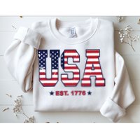 Retro Usa Flag Est. 1776 4th Of July Graphic American Flag Sweatshirt
