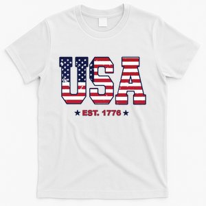 Retro Usa Flag Est. 1776 4th Of July Graphic American Flag T-Shirt