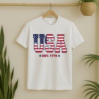 Retro Usa Flag Est. 1776 4th Of July Graphic American Flag T-Shirt