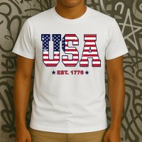 Retro Usa Flag Est. 1776 4th Of July Graphic American Flag T-Shirt