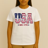 Retro Usa Flag Est. 1776 4th Of July Graphic American Flag T-Shirt