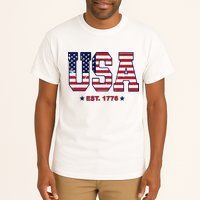 Retro Usa Flag Est. 1776 4th Of July Graphic American Flag Tall T-Shirt