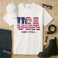 Retro Usa Flag Est. 1776 4th Of July Graphic American Flag Tall T-Shirt