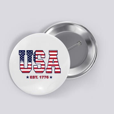 Retro Usa Flag Est. 1776 4th Of July Graphic American Flag Button