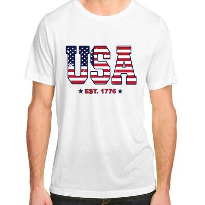 Retro Usa Flag Est. 1776 4th Of July Graphic American Flag Adult ChromaSoft Performance T-Shirt