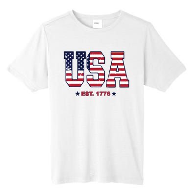 Retro Usa Flag Est. 1776 4th Of July Graphic American Flag Tall Fusion ChromaSoft Performance T-Shirt