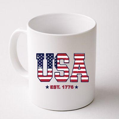 Retro Usa Flag Est. 1776 4th Of July Graphic American Flag Mug