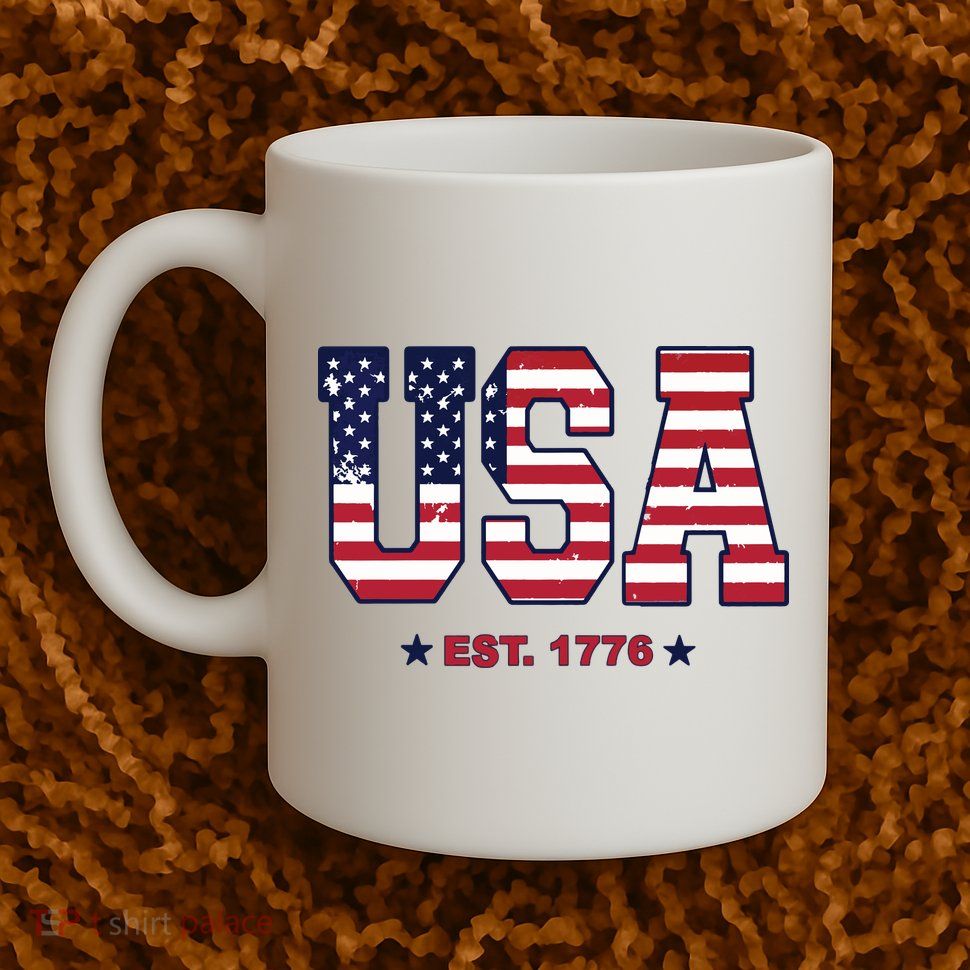 Retro Usa Flag Est. 1776 4th Of July Graphic American Flag Mug
