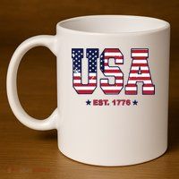 Retro Usa Flag Est. 1776 4th Of July Graphic American Flag 11oz C Handle Ceramic Mug
