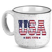 Retro Usa Flag Est. 1776 4th Of July Graphic American Flag 15oz Campfire Ceramic Mug