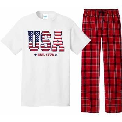 Retro Usa Flag Est. 1776 4th Of July Graphic American Flag Pajama Set