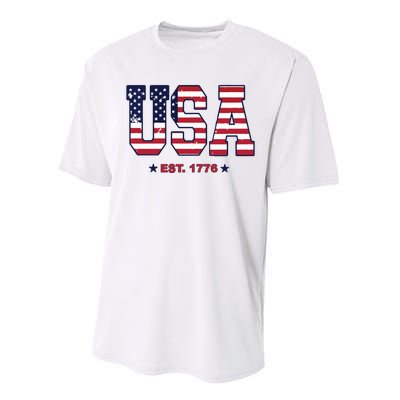 Retro Usa Flag Est. 1776 4th Of July Graphic American Flag Performance Sprint T-Shirt