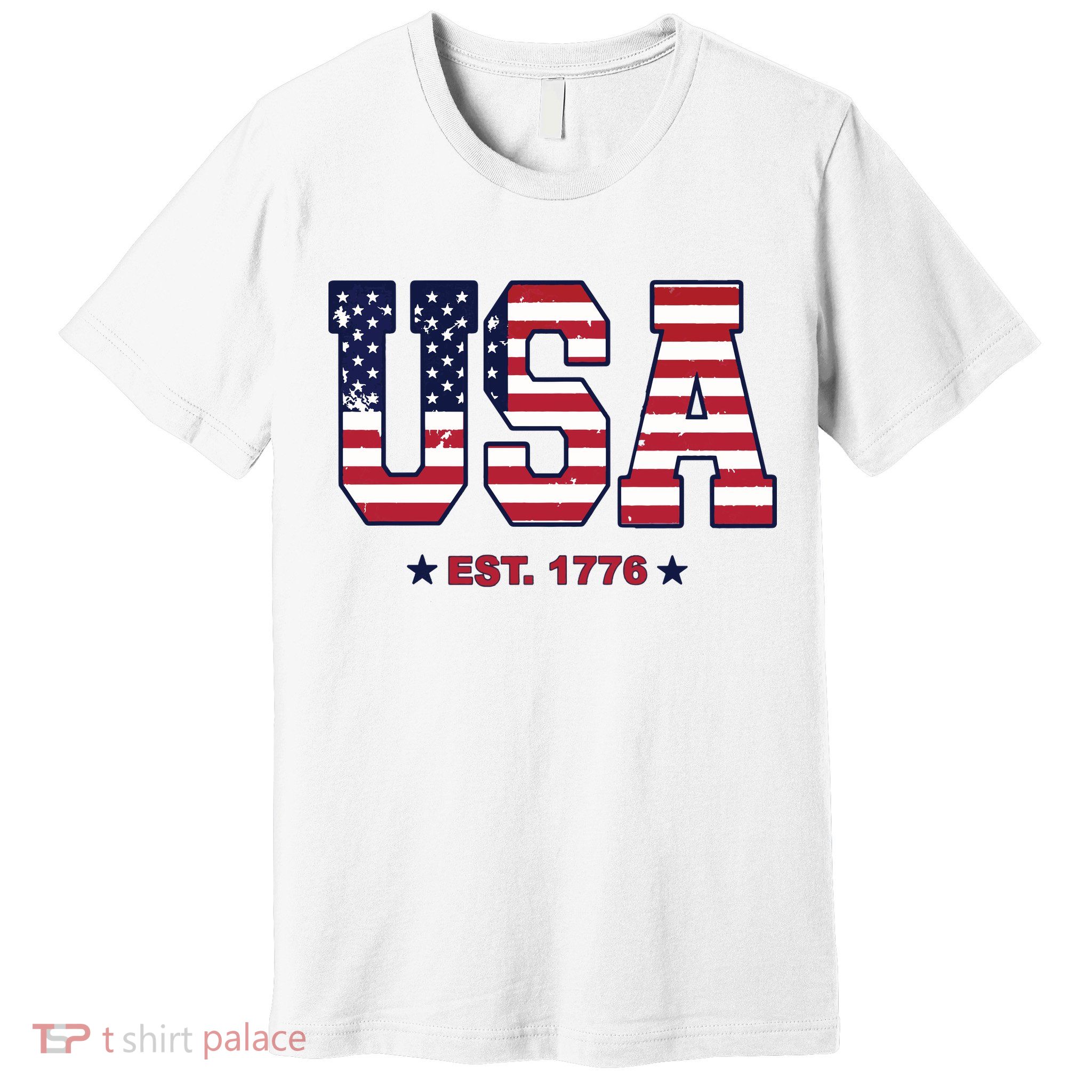 Retro Usa Flag Est. 1776 4th Of July Graphic American Flag Premium T-Shirt