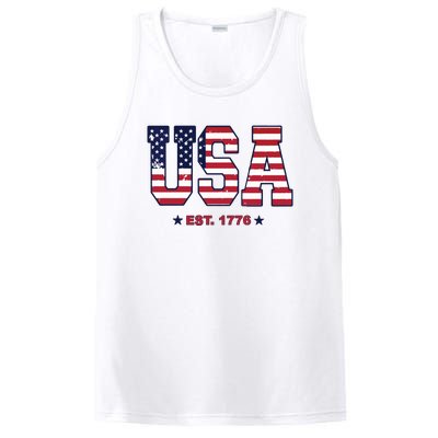 Retro Usa Flag Est. 1776 4th Of July Graphic American Flag PosiCharge Competitor Tank