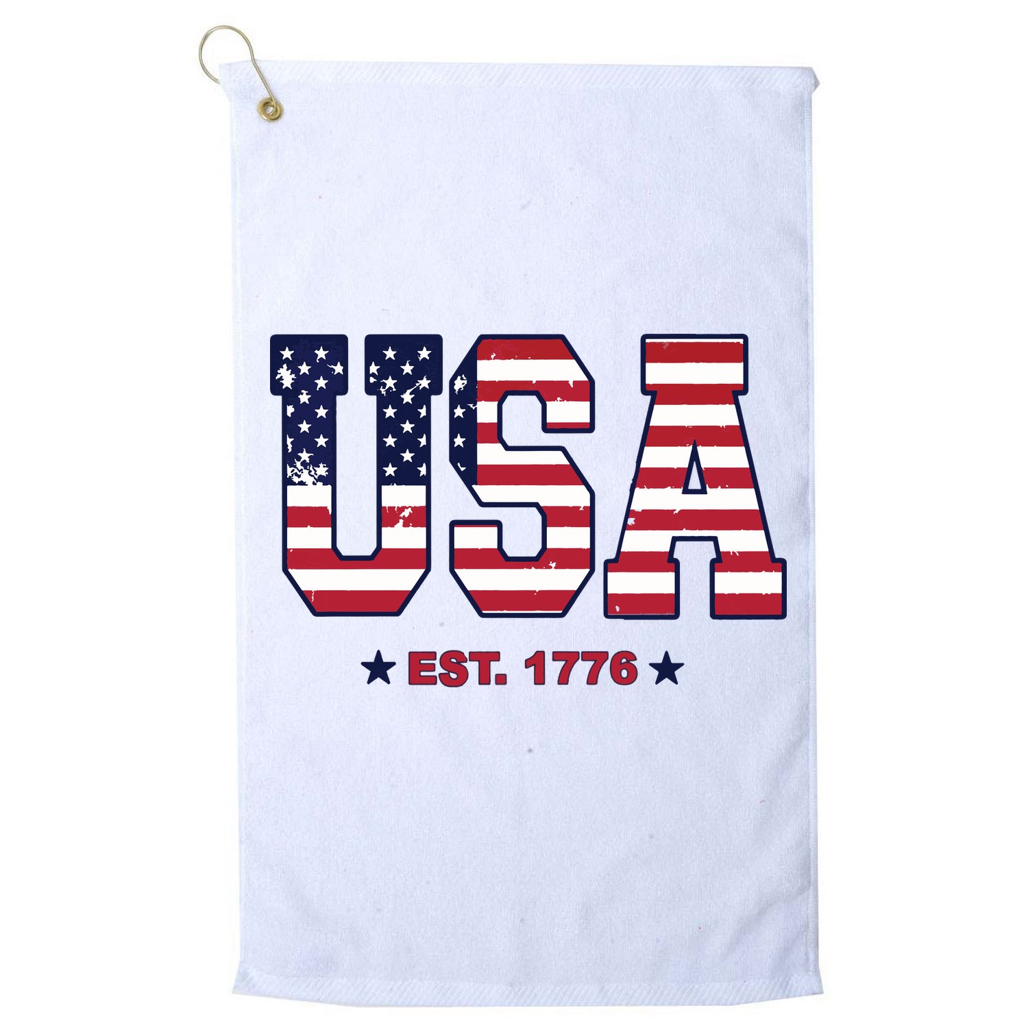 Retro Usa Flag Est. 1776 4th Of July Graphic American Flag Golf Towel