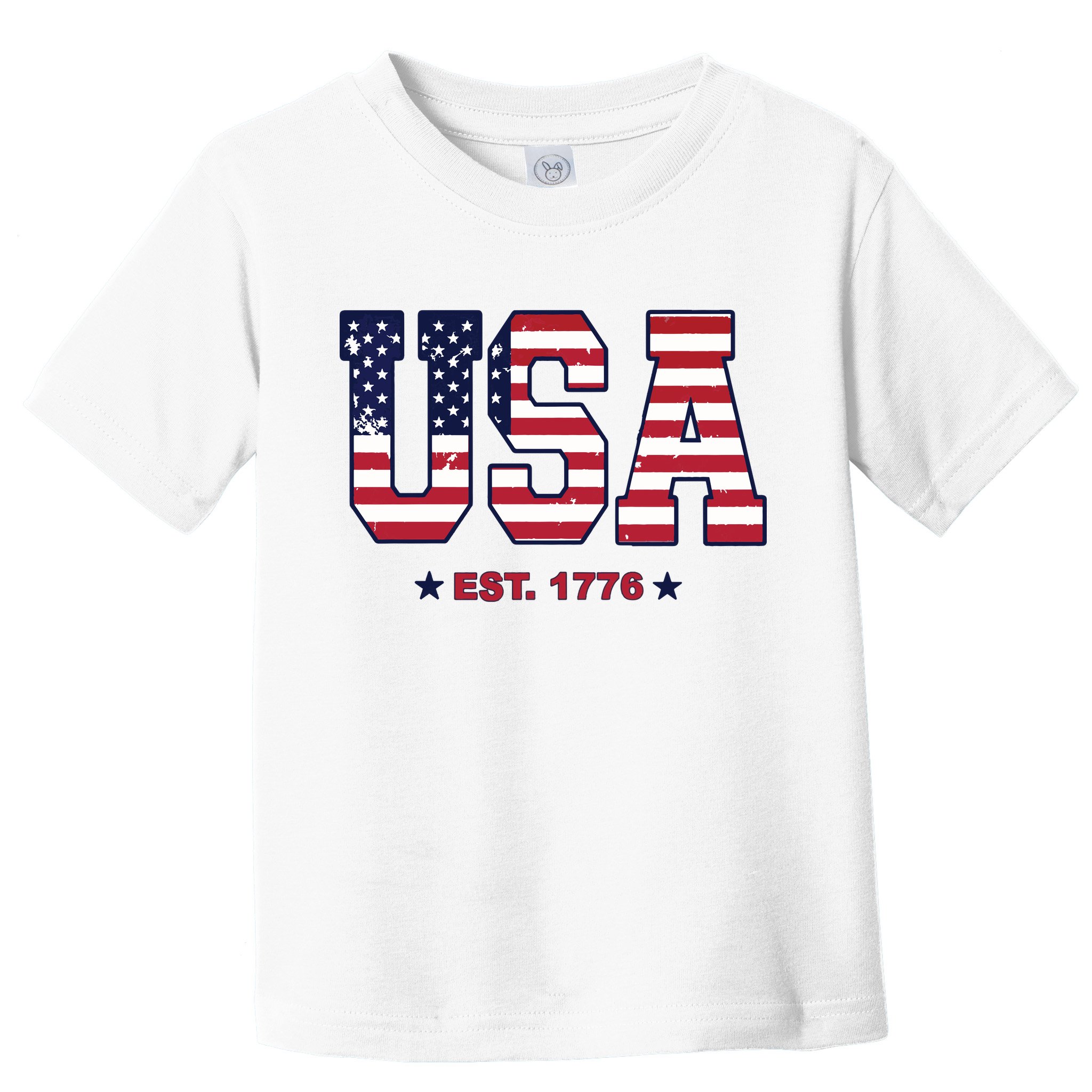 Retro Usa Flag Est. 1776 4th Of July Graphic American Flag Toddler T-Shirt
