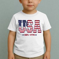 Retro Usa Flag Est. 1776 4th Of July Graphic American Flag Toddler T-Shirt