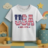Retro Usa Flag Est. 1776 4th Of July Graphic American Flag Toddler T-Shirt