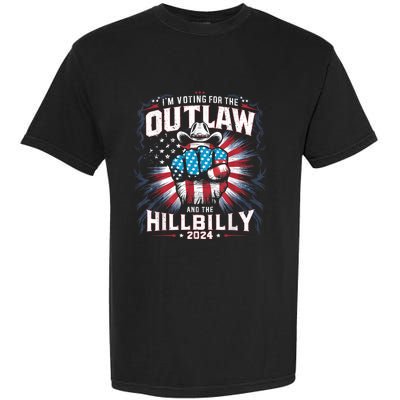 Retro Us Flag Outlaw Hillbilly 2024 Trump Vance 2024 Garment-Dyed Heavyweight T-Shirt