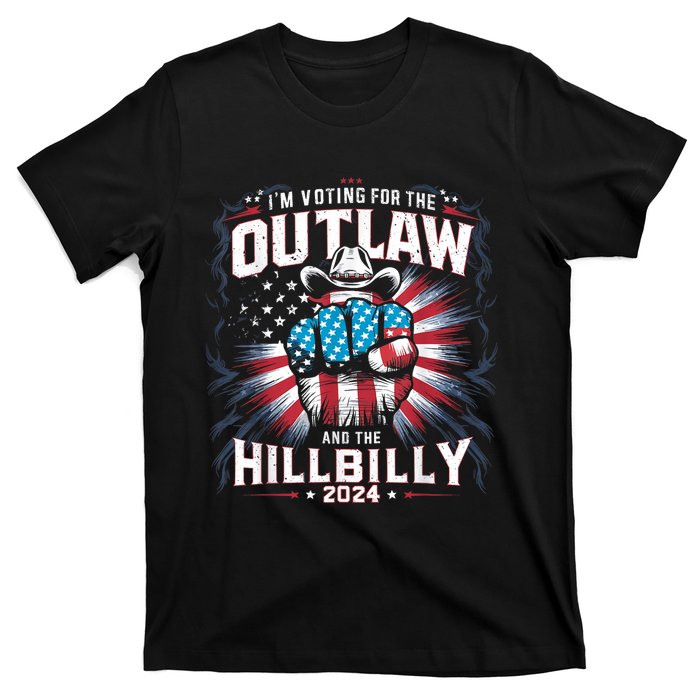 Retro Us Flag Outlaw Hillbilly 2024 Trump Vance 2024 T-Shirt