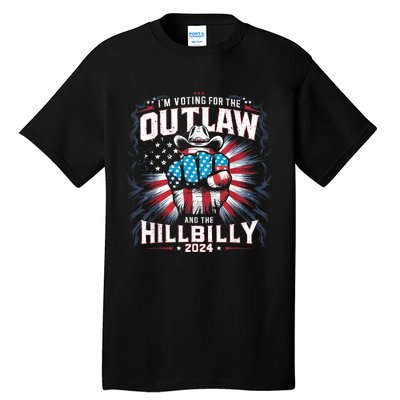 Retro Us Flag Outlaw Hillbilly 2024 Trump Vance 2024 Tall T-Shirt