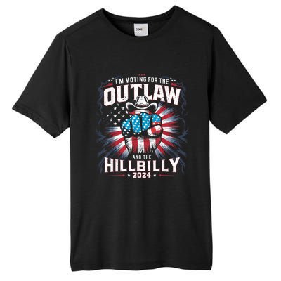 Retro Us Flag Outlaw Hillbilly 2024 Trump Vance 2024 Tall Fusion ChromaSoft Performance T-Shirt