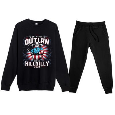 Retro Us Flag Outlaw Hillbilly 2024 Trump Vance 2024 Premium Crewneck Sweatsuit Set