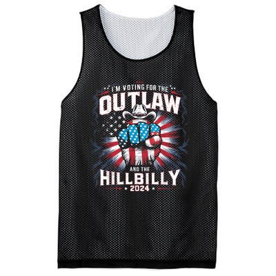 Retro Us Flag Outlaw Hillbilly 2024 Trump Vance 2024 Mesh Reversible Basketball Jersey Tank