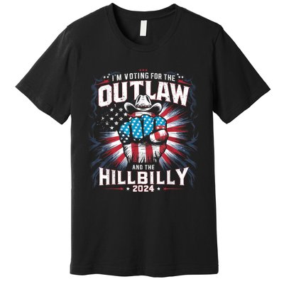 Retro Us Flag Outlaw Hillbilly 2024 Trump Vance 2024 Premium T-Shirt