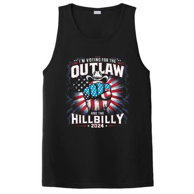 Retro Us Flag Outlaw Hillbilly 2024 Trump Vance 2024 PosiCharge Competitor Tank