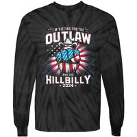 Retro Us Flag Outlaw Hillbilly 2024 Trump Vance 2024 Tie-Dye Long Sleeve Shirt