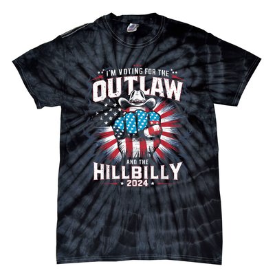 Retro Us Flag Outlaw Hillbilly 2024 Trump Vance 2024 Tie-Dye T-Shirt