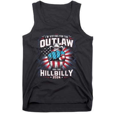 Retro Us Flag Outlaw Hillbilly 2024 Trump Vance 2024 Tank Top