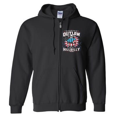 Retro Us Flag Outlaw Hillbilly 2024 Trump Vance 2024 Full Zip Hoodie