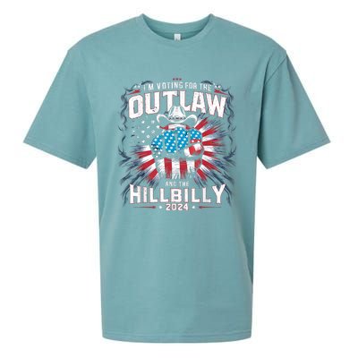 Retro Us Flag Outlaw Hillbilly 2024 Trump Vance 2024 Sueded Cloud Jersey T-Shirt