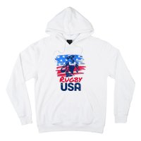 Rugby Usa Flag Women Player Rugby Sevens American Patriotic Hoodie