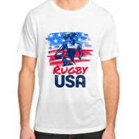 Rugby Usa Flag Women Player Rugby Sevens American Patriotic Adult ChromaSoft Performance T-Shirt