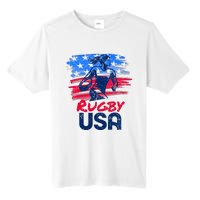 Rugby Usa Flag Women Player Rugby Sevens American Patriotic Tall Fusion ChromaSoft Performance T-Shirt