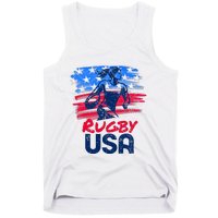 Rugby Usa Flag Women Player Rugby Sevens American Patriotic Tank Top