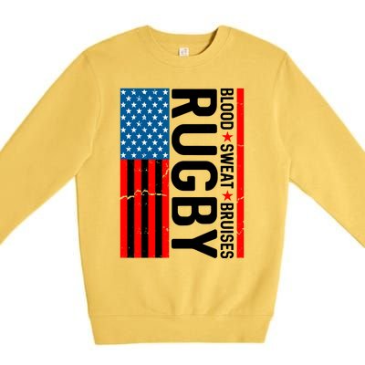 Rugby USA Flag Blood Sweat Bruises Premium Crewneck Sweatshirt