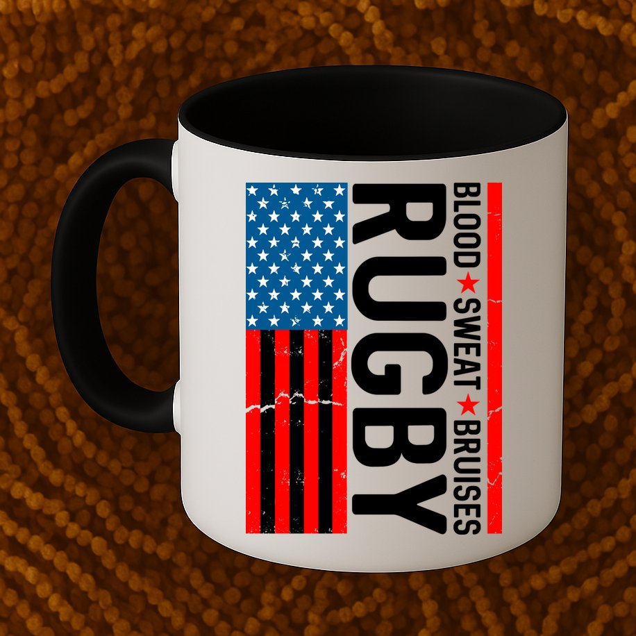 Rugby USA Flag Blood Sweat Bruises Mug