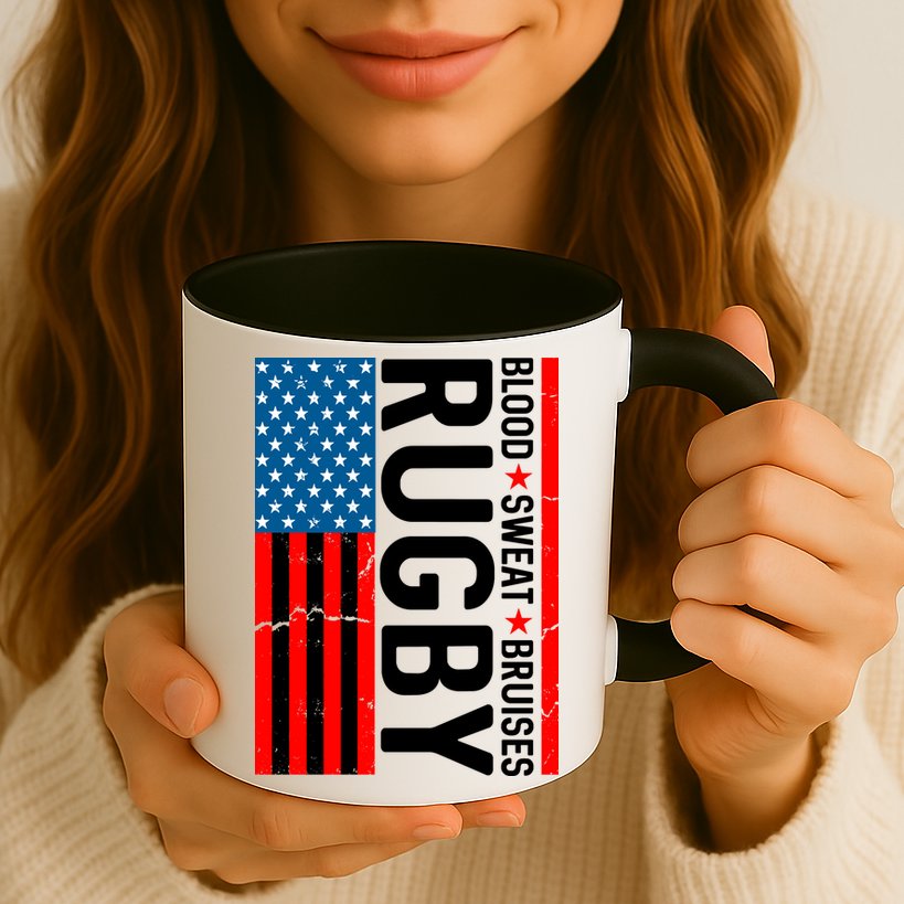 Rugby USA Flag Blood Sweat Bruises Mug